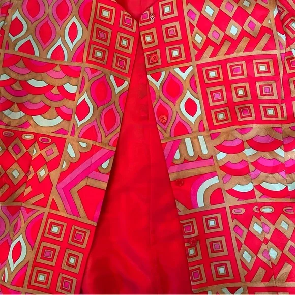 Vintage Anne Crimmins UMI Collection 100% Silk Geometric Skirt Set Suit Jacket 8 - Picture 12 of 15
